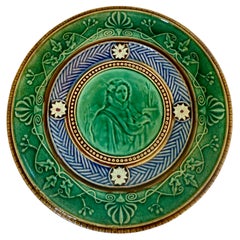 Siglo XIX Plato antiguo de mayólica Gustavsberg Suecia