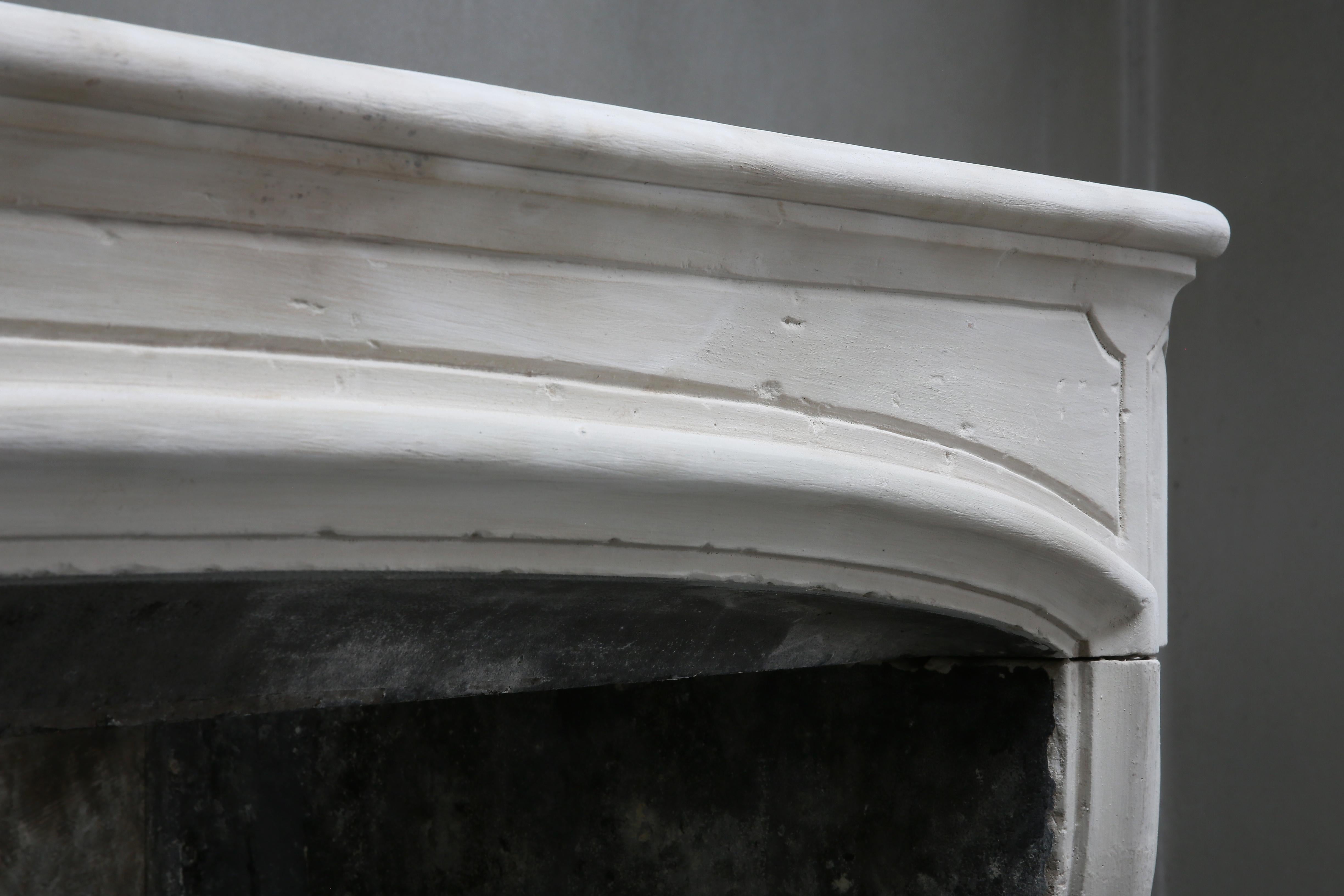 Other 19th Century Antique Mantelpiece of Limestone in Style of Louis XIV