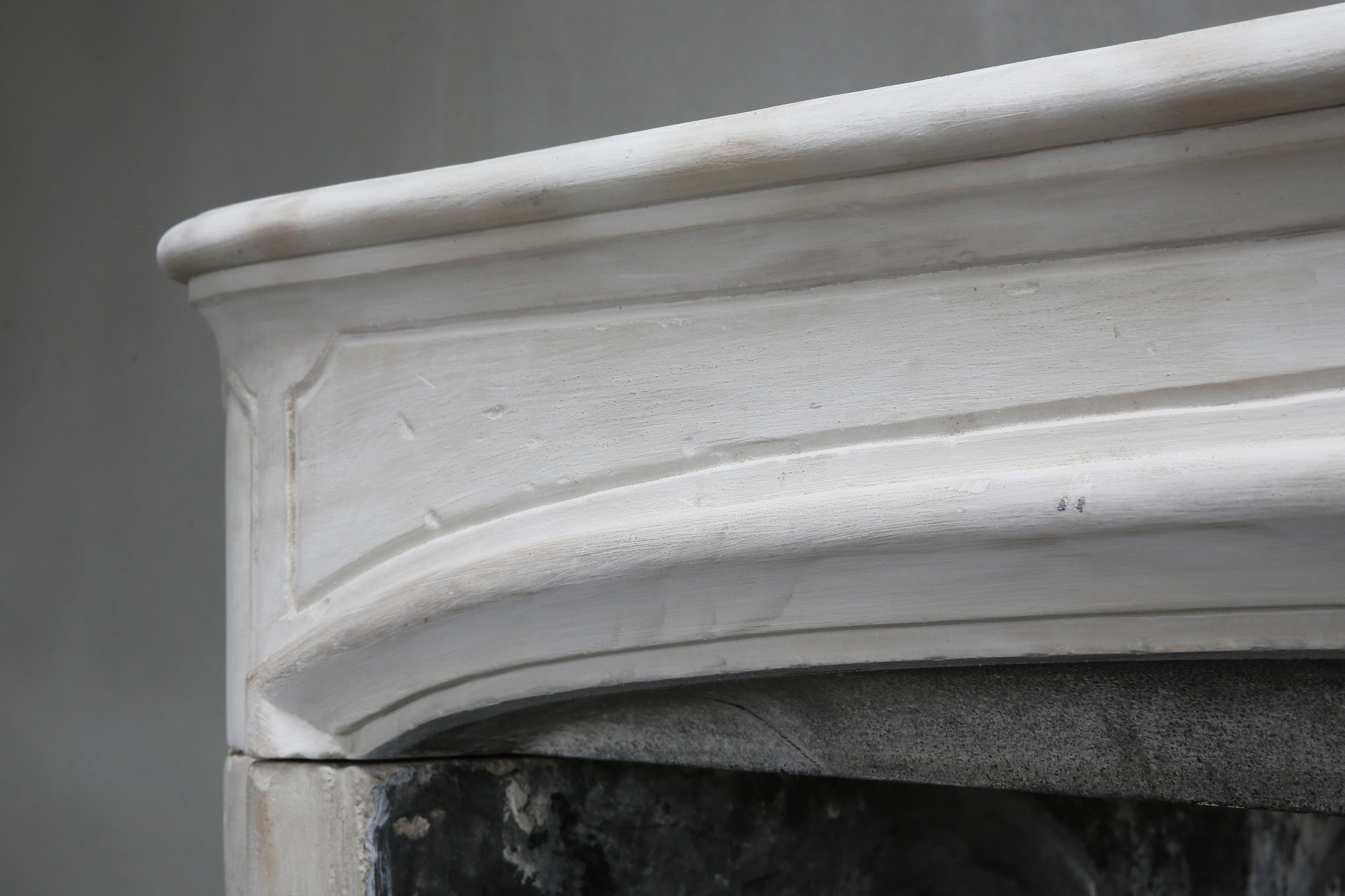 19th Century Antique Mantelpiece of Limestone in Style of Louis XIV 1