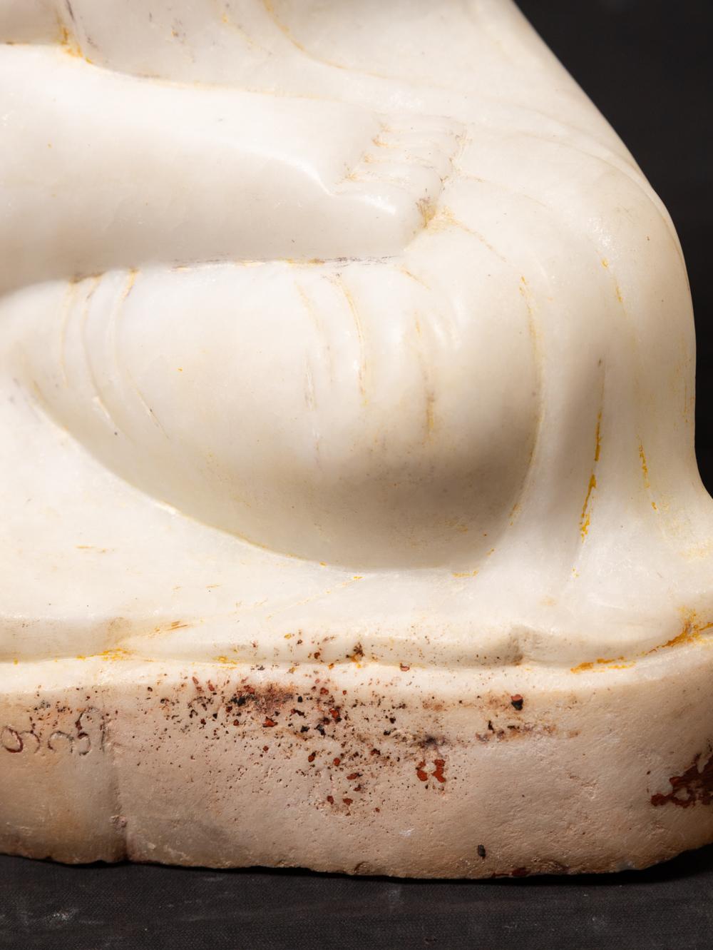 19th century Antique marble Buddha statue from Burma from Burma For Sale 6