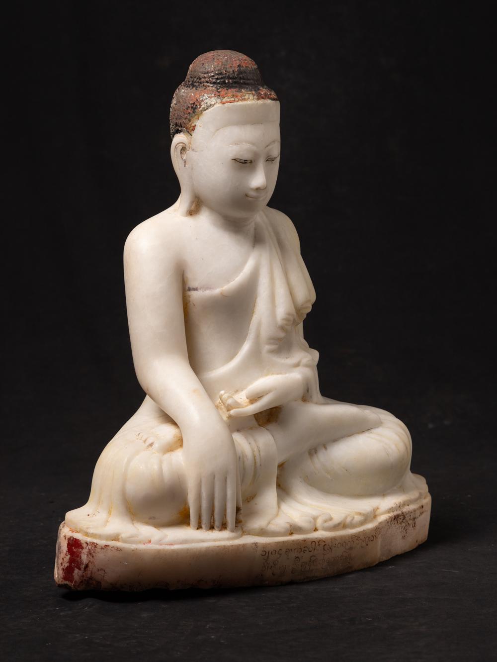 19th century Antique marble Buddha statue from Burma from Burma For Sale 11