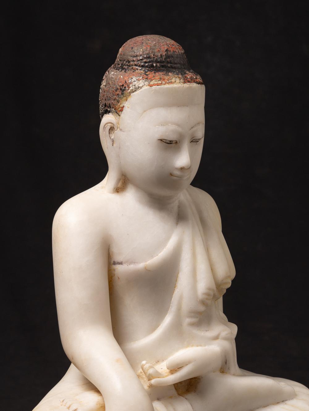 19th century Antique marble Buddha statue from Burma from Burma For Sale 12