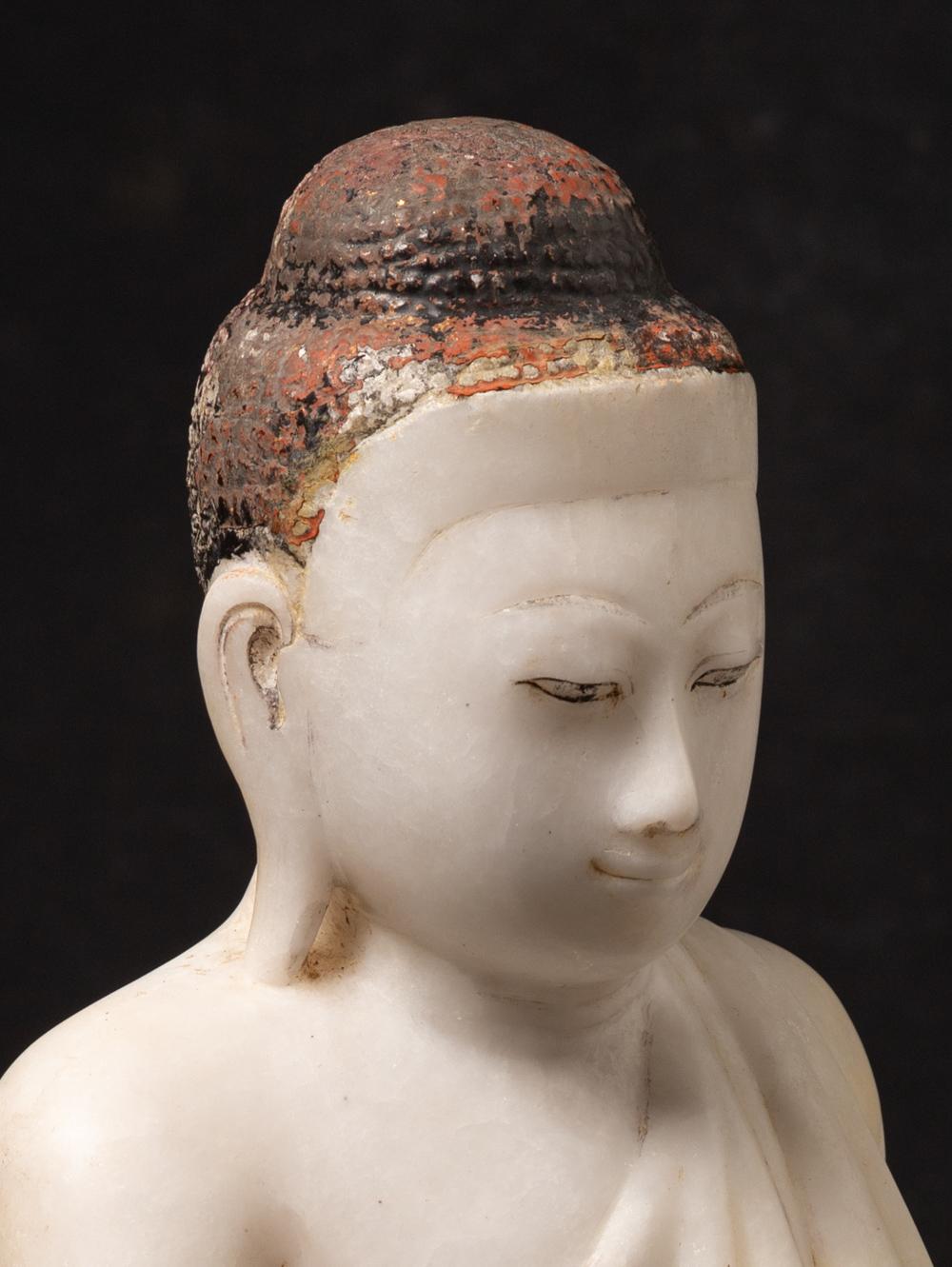 19th century Antique marble Buddha statue from Burma from Burma For Sale 13