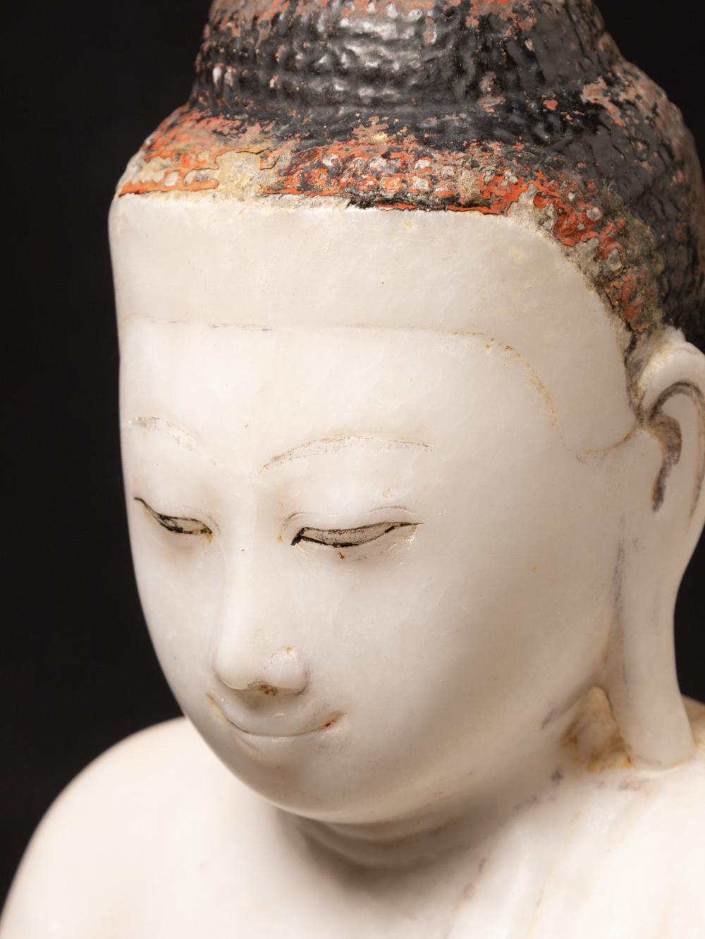 19th century Antique marble Buddha statue from Burma from Burma For Sale 2