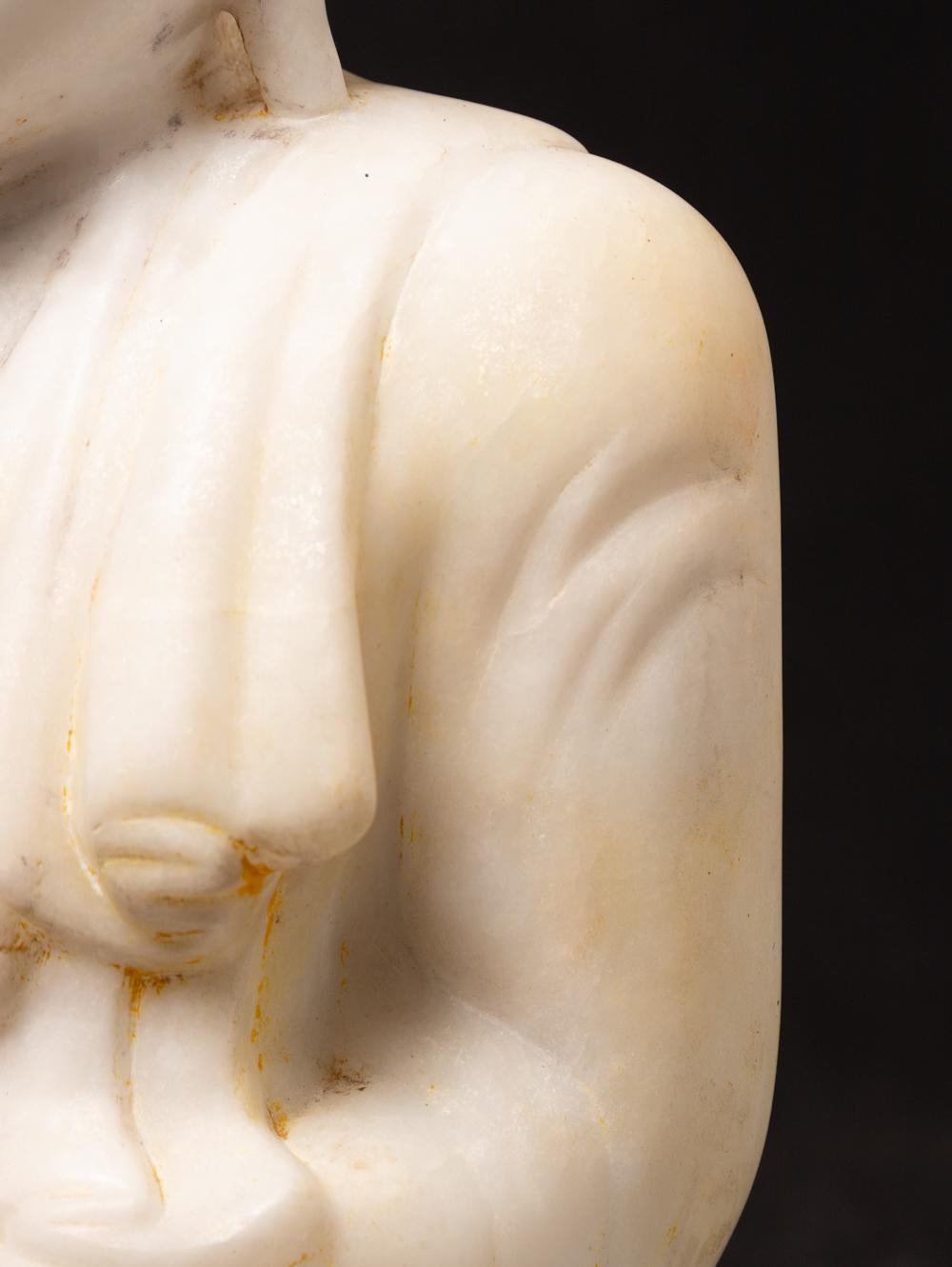 19th century Antique marble Buddha statue from Burma from Burma For Sale 3