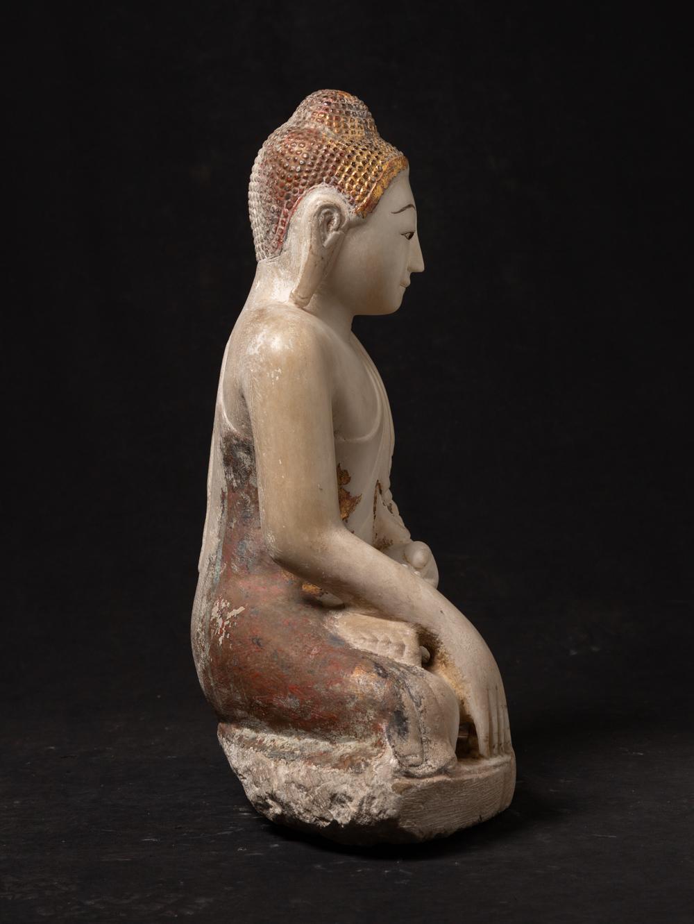 19th century Antique marble Burmese Mandalay Buddha from Burma For Sale 10