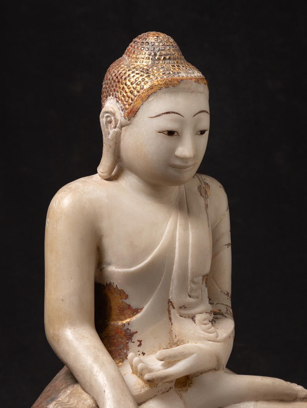 19th century Antique marble Burmese Mandalay Buddha from Burma For Sale 12
