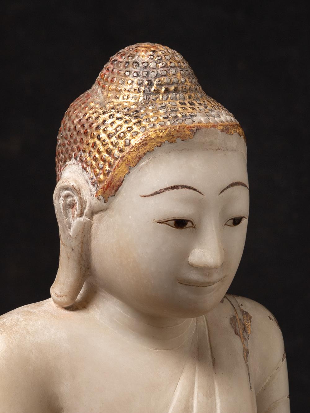 19th century Antique marble Burmese Mandalay Buddha from Burma For Sale 13