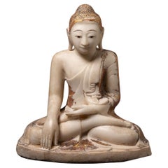 Antiker burmesischer Mandalay-Buddha aus Marmor aus Burma aus dem 19. Jahrhundert