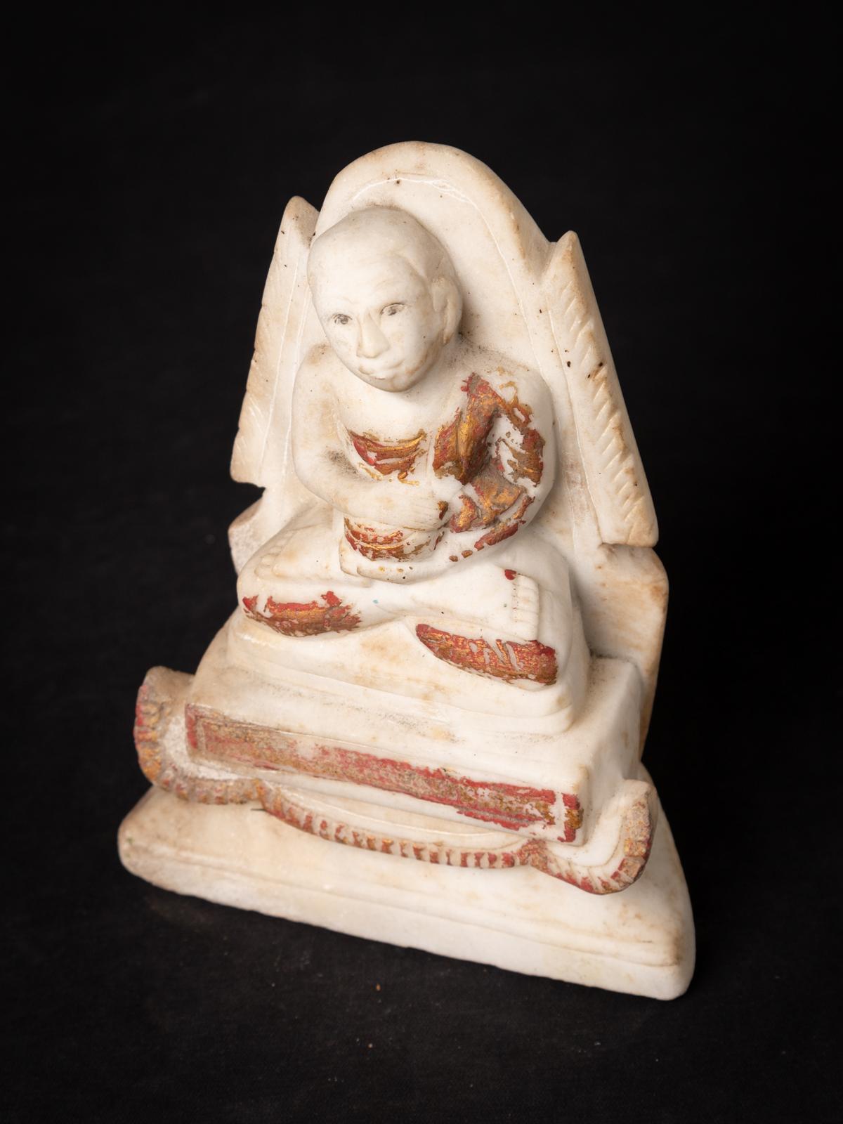 19th century Antique marble Burmese Monk statue from Burma For Sale 6
