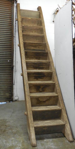 19th Century Antique Massive Elmwood Loft Ladder or Stairs