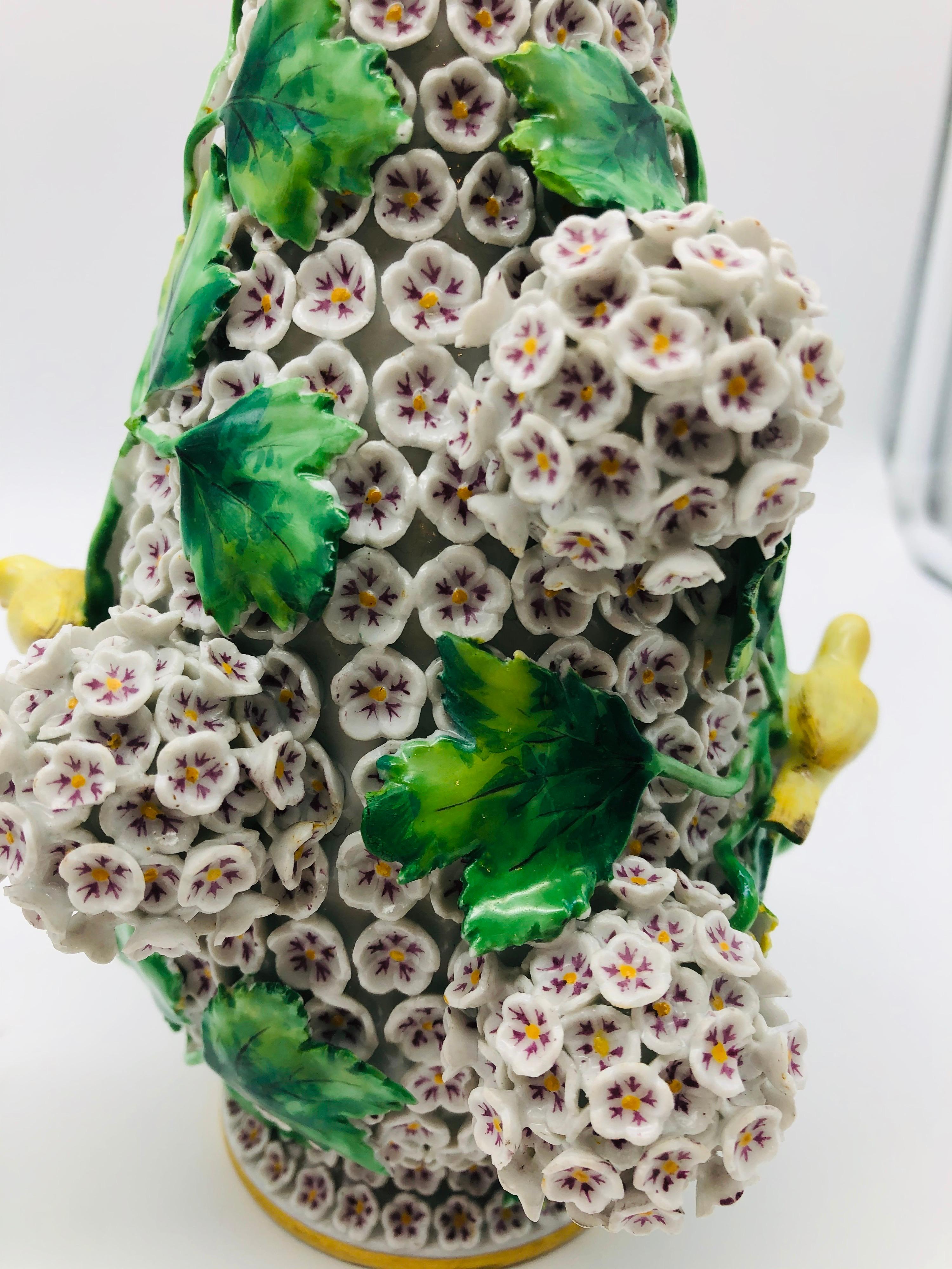 Vase à couvercle boule de neige Meissen ancien du 19e siècle 4