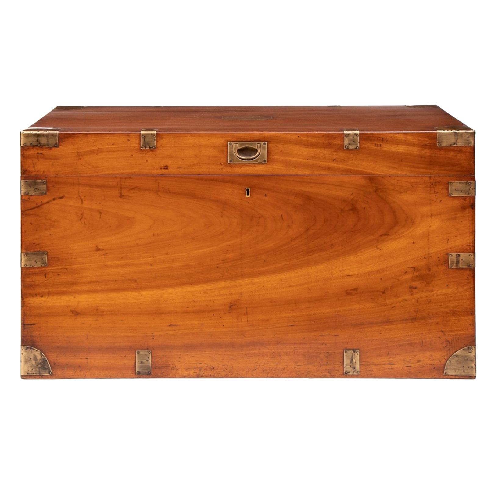 19th Century Antique Military Camphorwood Campaign Chest