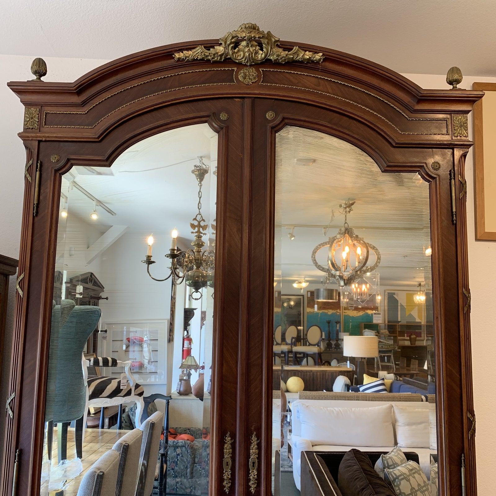 19th Century, Antique Mirror Front French Armoire For Sale 1