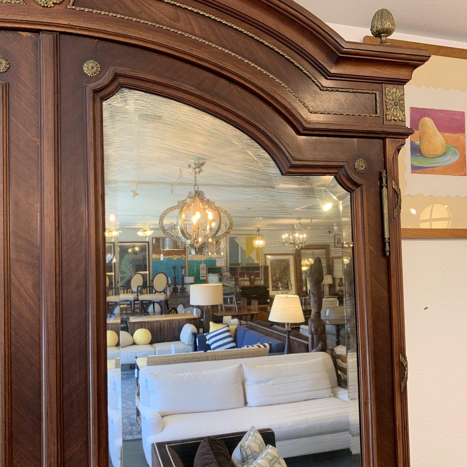 19th Century, Antique Mirror Front French Armoire For Sale 3