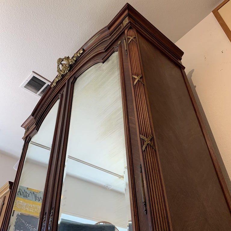 19th Century, Antique Mirror Front French Armoire For Sale at 1stDibs