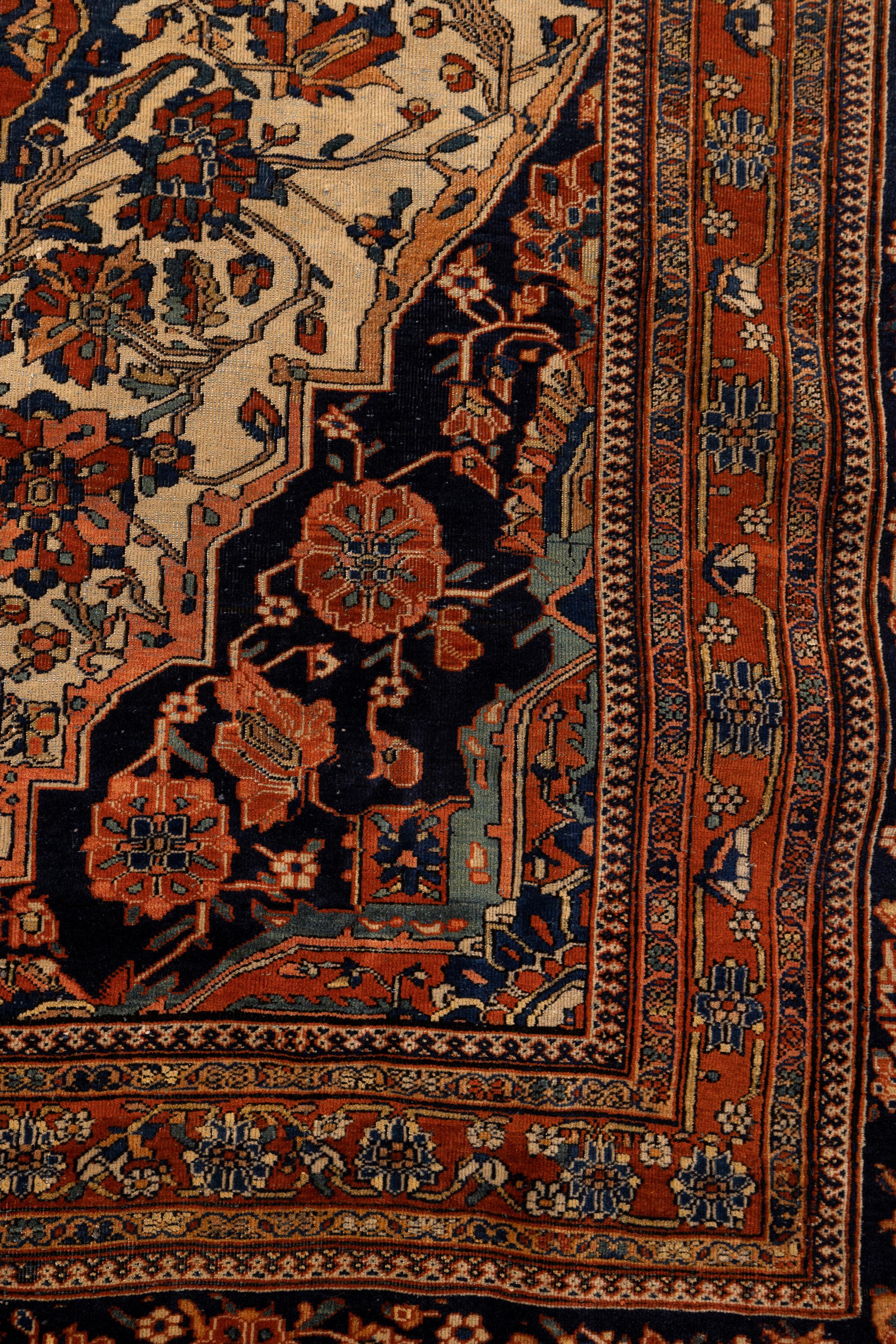 Hand-Knotted 19th Century Antique Mohtasham Kashan  For Sale