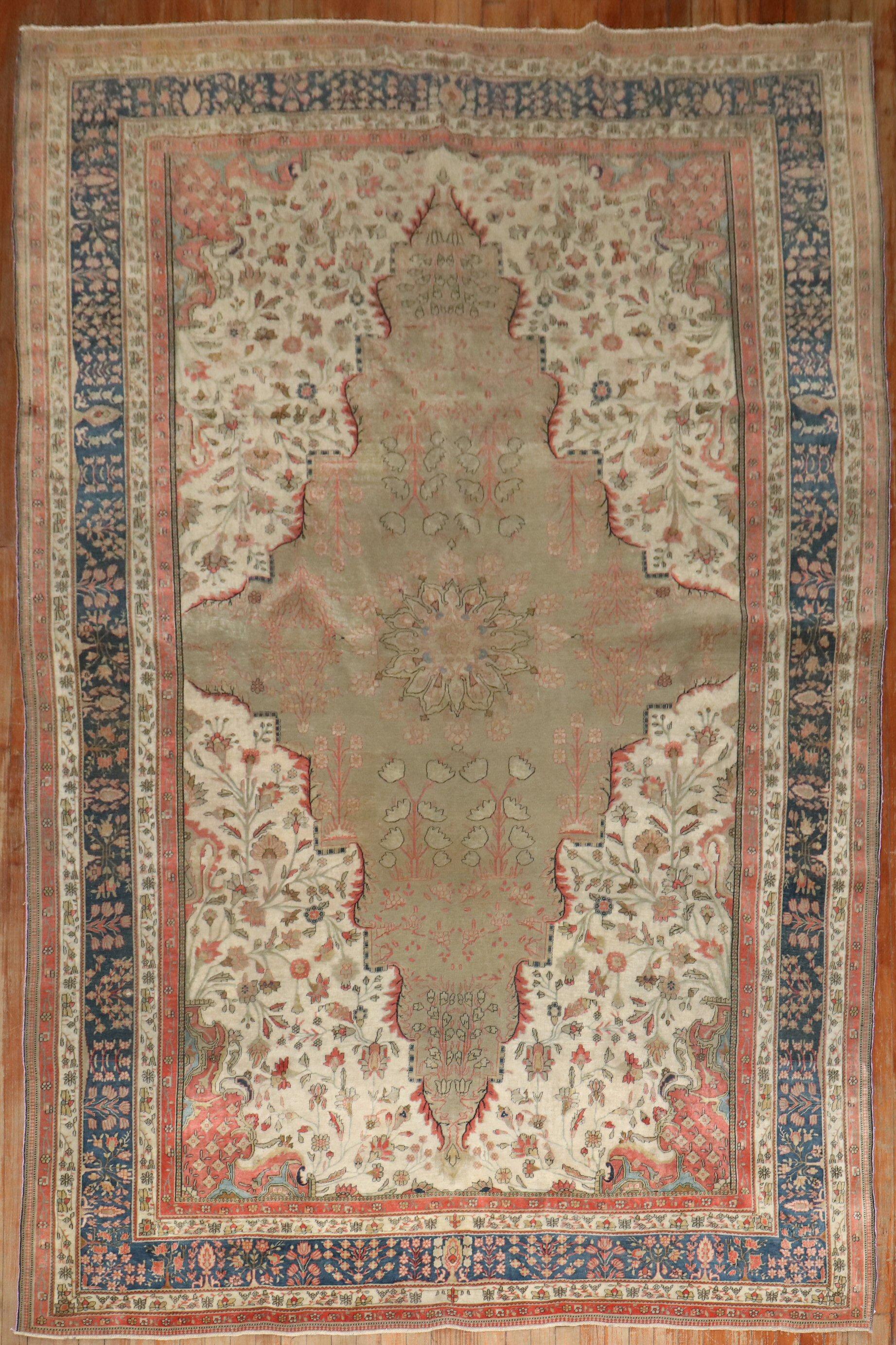 19th Century Antique Mohtasham Kashan Room size Rug For Sale 6