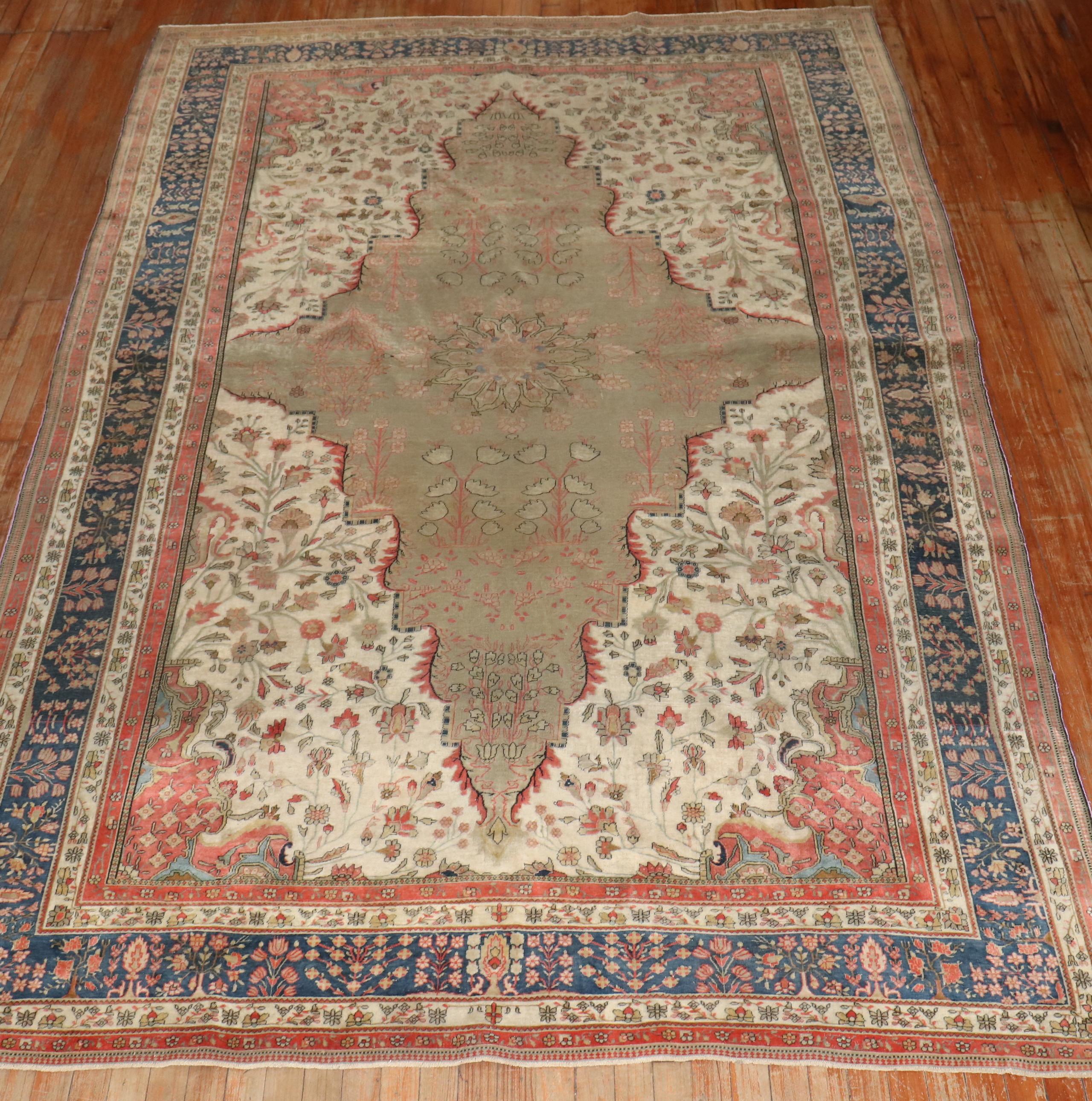 Late 19th Century small room size Mohtasham Kashan Rug

6'8'' x 10'10''

The most rare group of Kashan carpets that utilizes non-traditional designs and color palettes is the “Motashem Kashan,” which were woven up to the end of the 19th century.