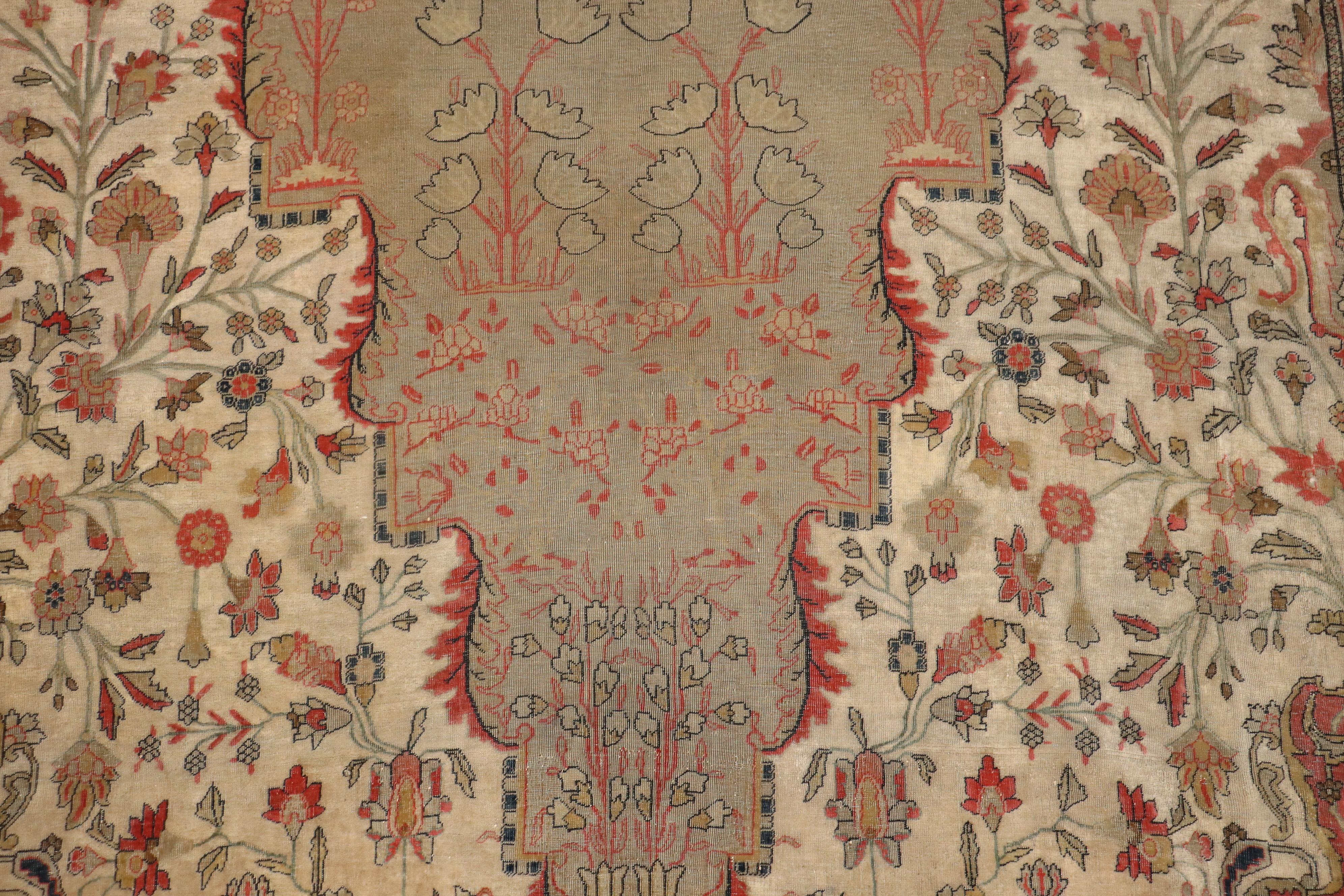 19th Century Antique Mohtasham Kashan Room size Rug For Sale 2