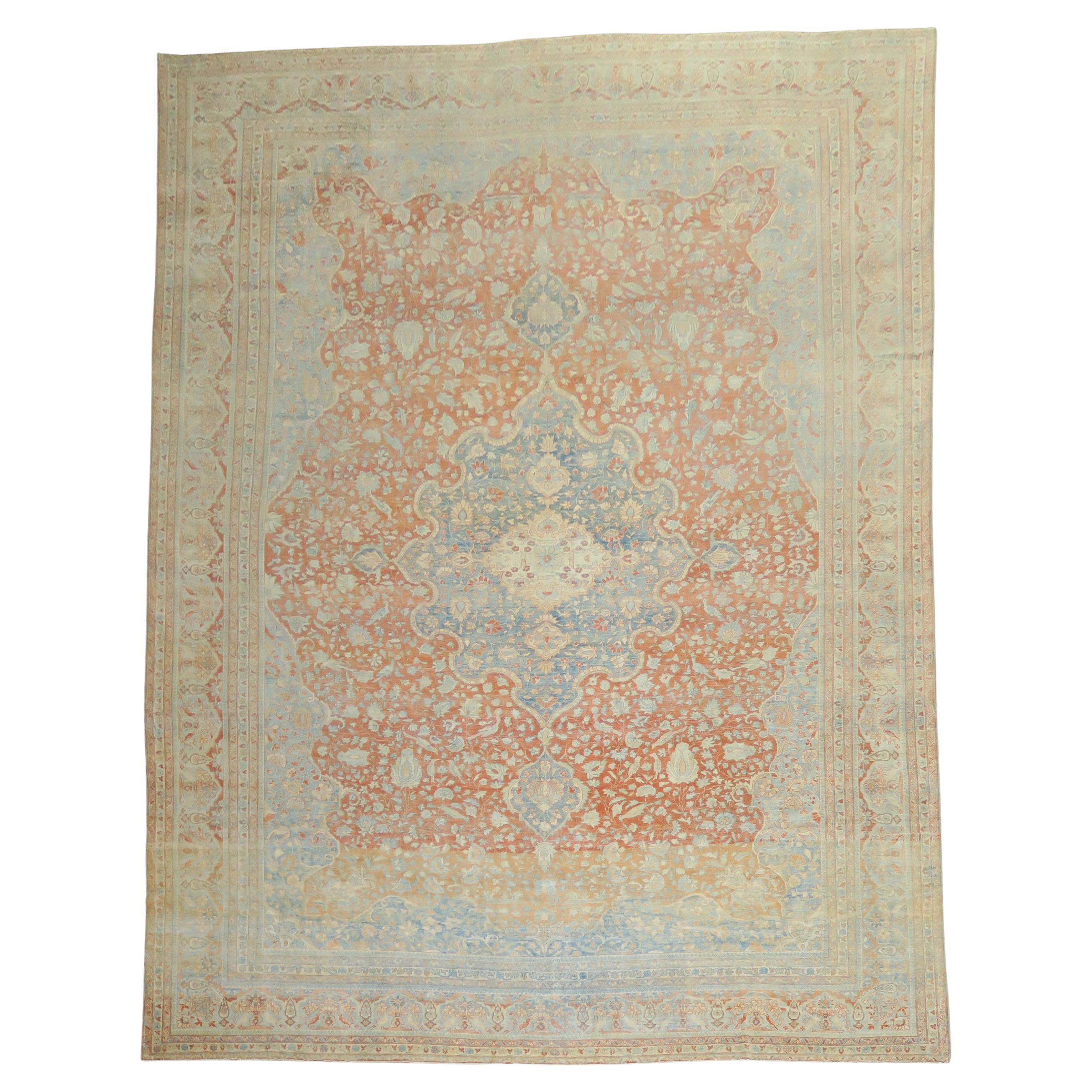 Zabihi Collection 19th Century Antique Mohtasham Kashan Room size Rug