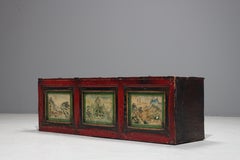 19th Century Antique Mongolian Hand Painted Nomads Chest, 1850
