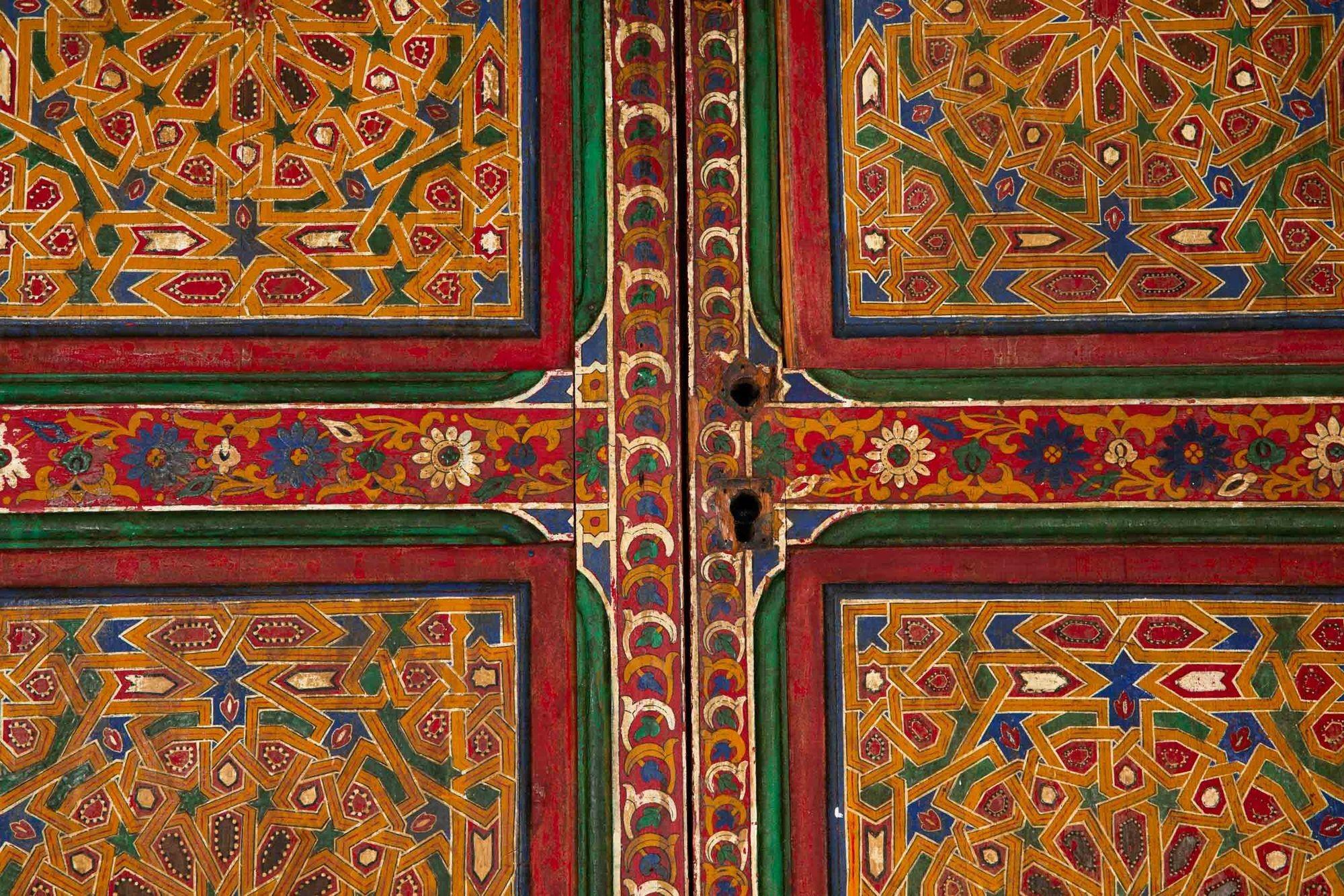 19th Century Antique Moroccan Painted Interior Doors, 78 5/8” x 42 3/8” 6