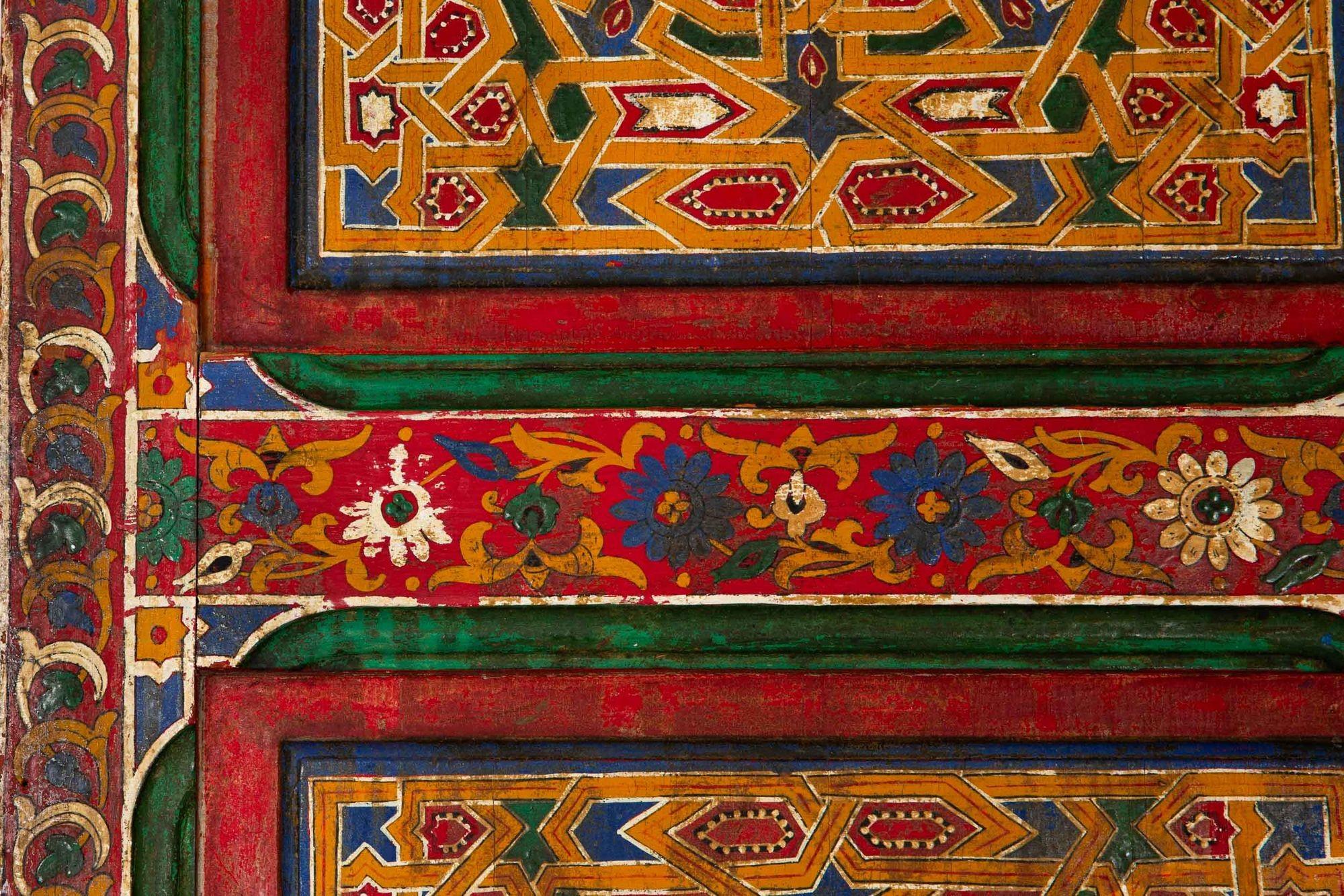 19th Century Antique Moroccan Painted Interior Doors, 78 5/8” x 42 3/8” 8