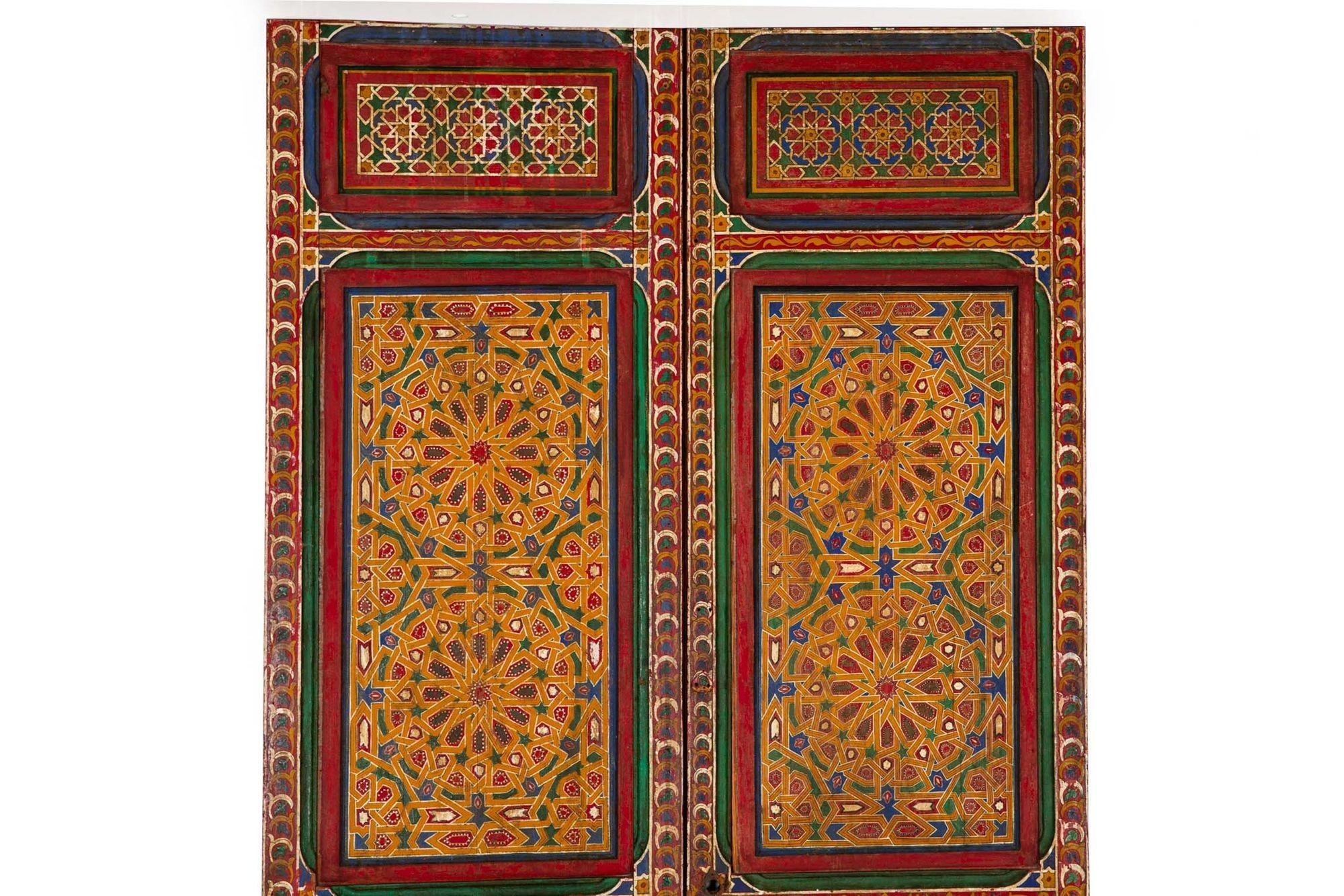 For the room where color, texture and historical surface are needed to bring the space to life, this incredibly vibrant pair of painted Moroccan doors are a wonderfully playful strikepoint. The estate we acquired them from had the pair installed as