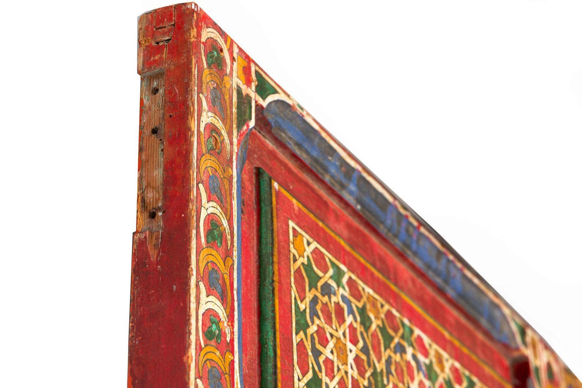 19th Century Antique Moroccan Painted Interior Doors, 78 5/8” x 42 3/8” 4