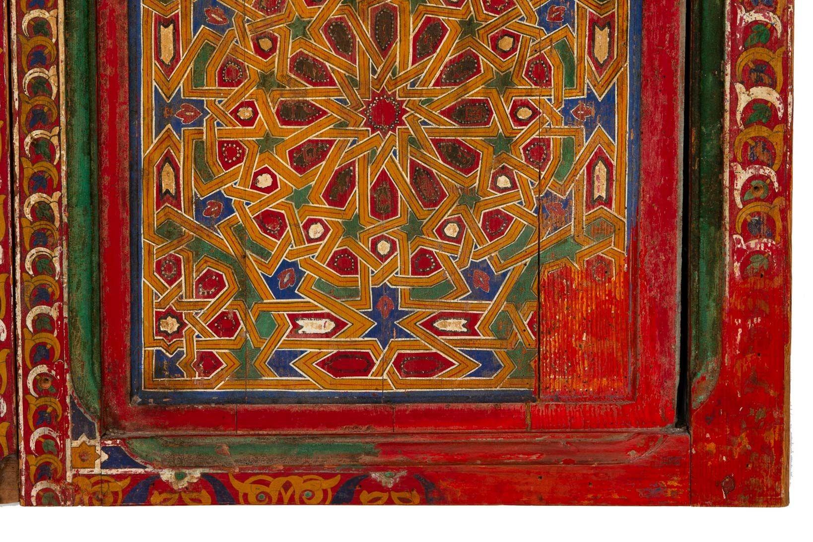 19th Century Antique Moroccan Painted Interior Doors, 78 5/8” x 42 3/8” 5