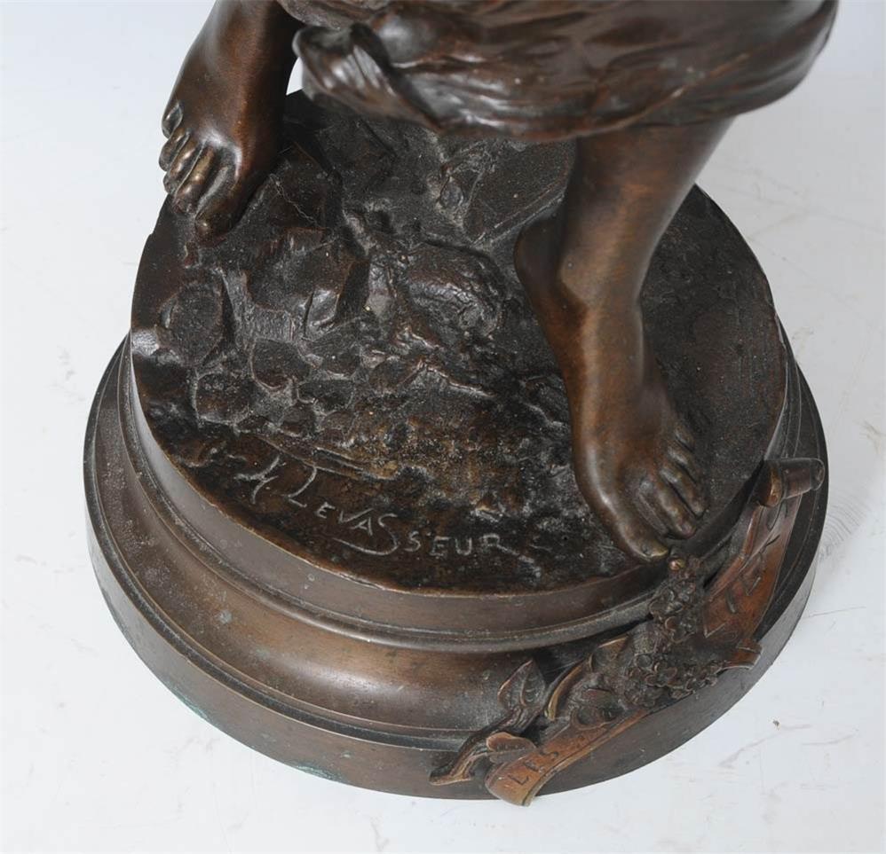 19th Century Antique Museum Quality Henri Louis Levasseur Female Bronze Maiden In Good Condition For Sale In New York, NY