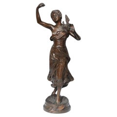 19th Century Antique Museum Quality Henri Louis Levasseur Female Bronze Maiden