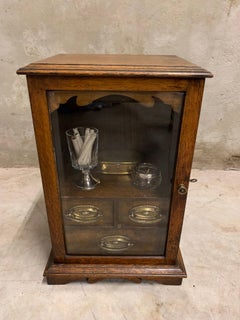 19th Century Antique Oak Cigar/Tobacco Cabinet