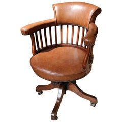 19th Century Antique Oak Office Chair, Captains Chair