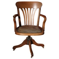 chaise de bureau en chêne ancien du 19ème siècle