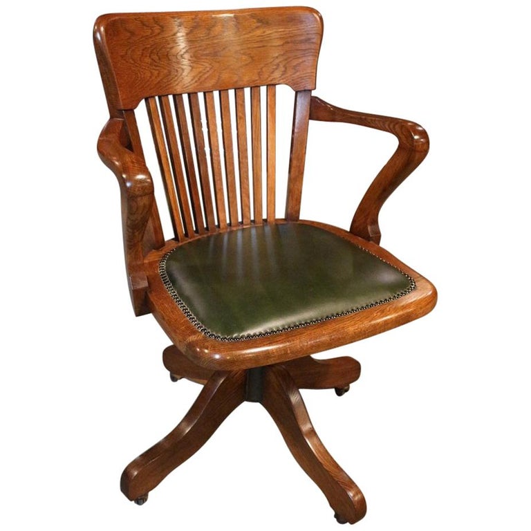 19th Century Antique Oak Office Chair at 1stDibs