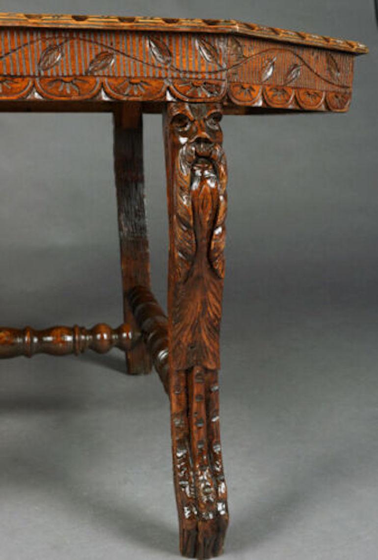 19th Century Antique Oak Table in Historicism Style, circa 1880 6