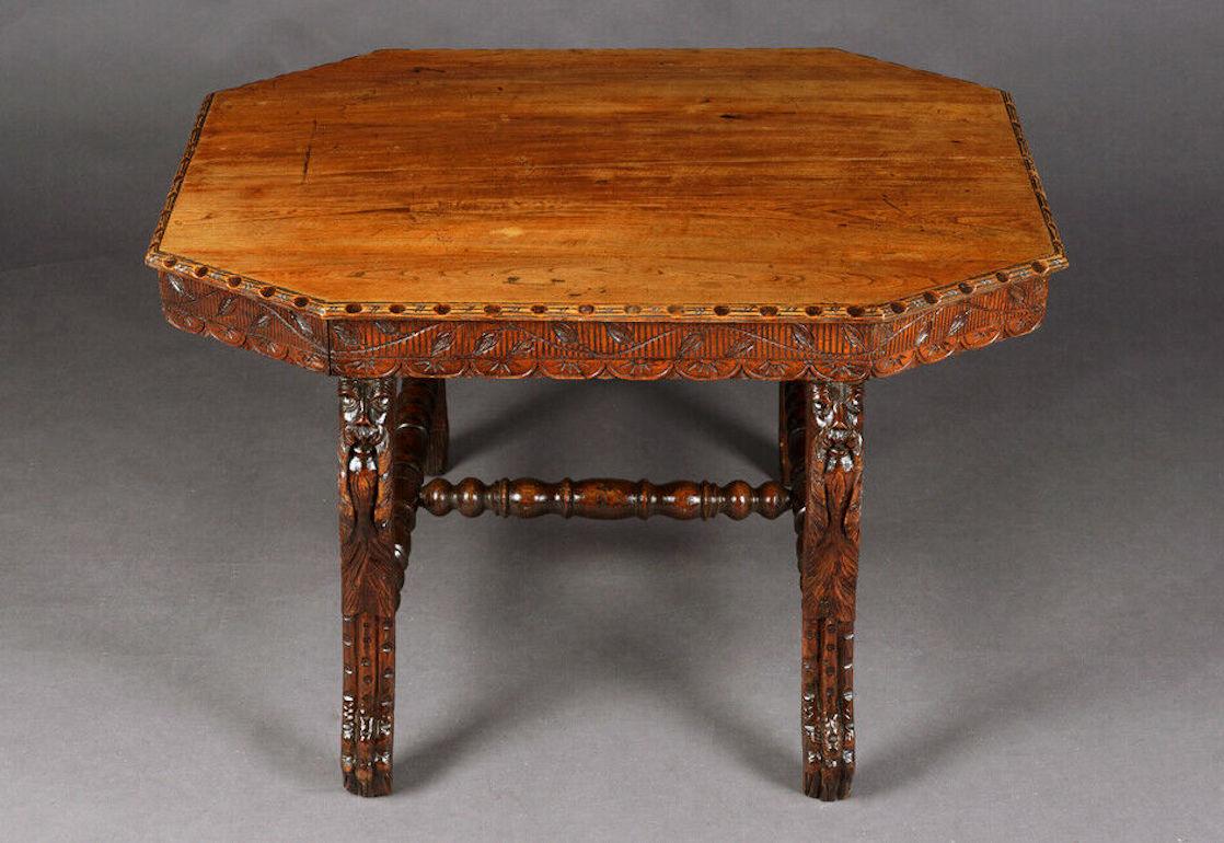 German 19th Century Antique Oak Table in Historicism Style, circa 1880