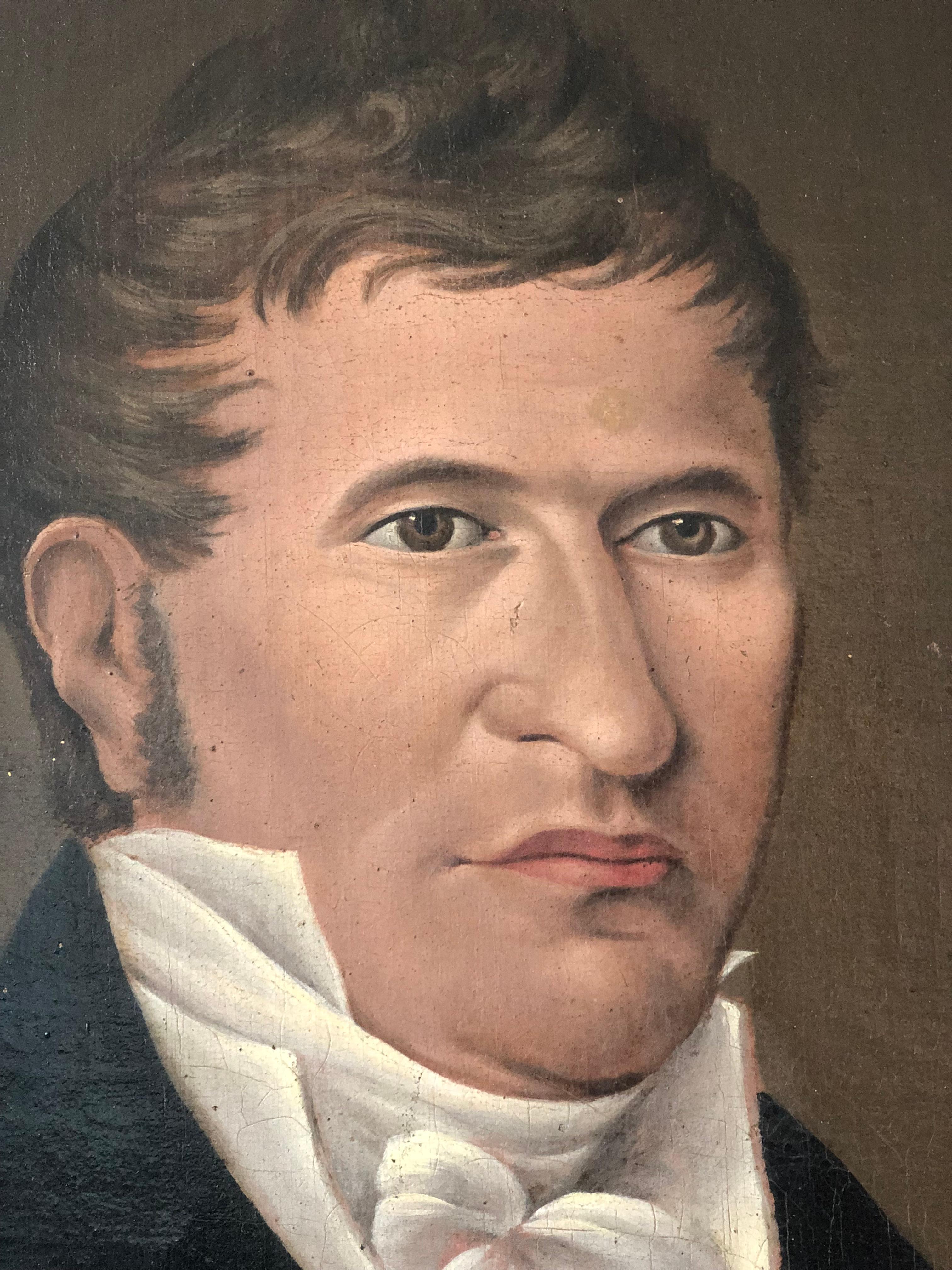 19th Century 19th century Antique Oil Painting of a German Gentleman in Gilded Frame For Sale