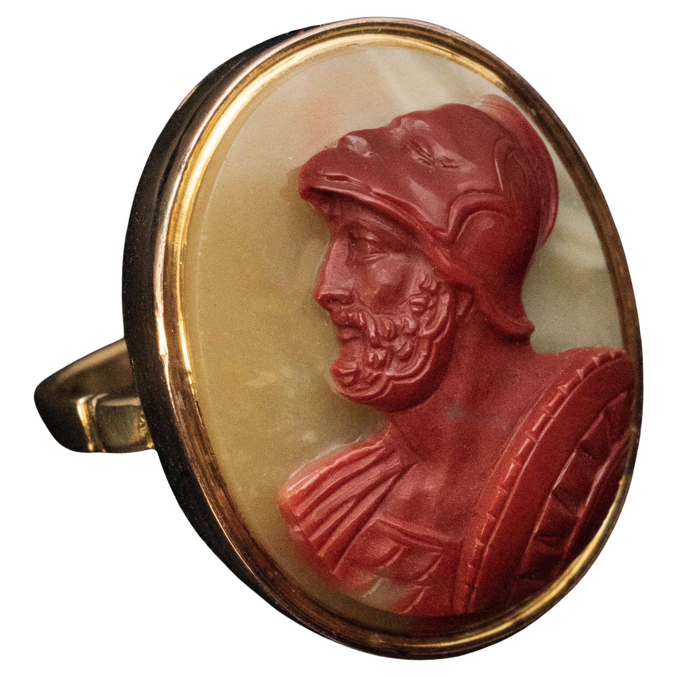 Anello unisex in oro con cammeo in onice antico del XIX secolo Ref: 575019