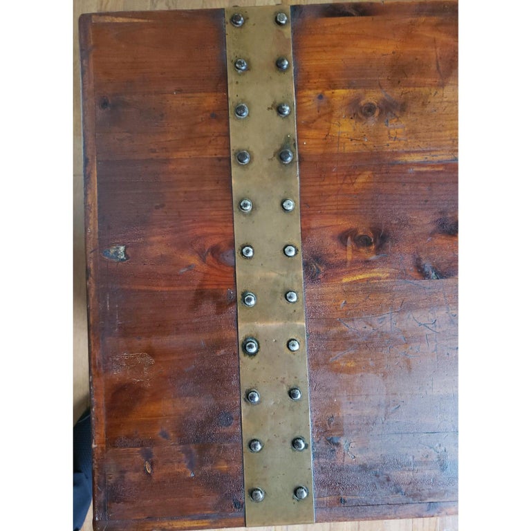 19th Century Antique Ornate Norway Pine Blanket Cedar Chest on Wheels