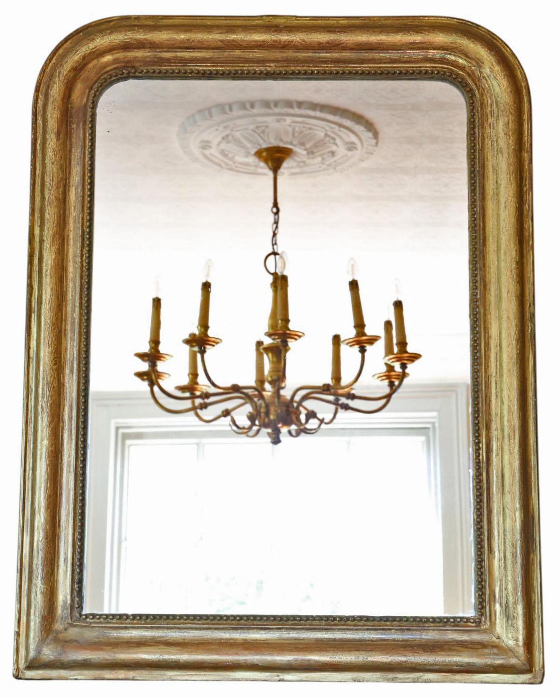 19th Century Antique Overmantle Mirror – Large Gilt Gold Frame Wall Mirror for Vintage Interiors

Add timeless elegance to your home with this large 19th-century antique overmantle mirror, featuring an ornate yet refined gilt gold frame. Ideal for