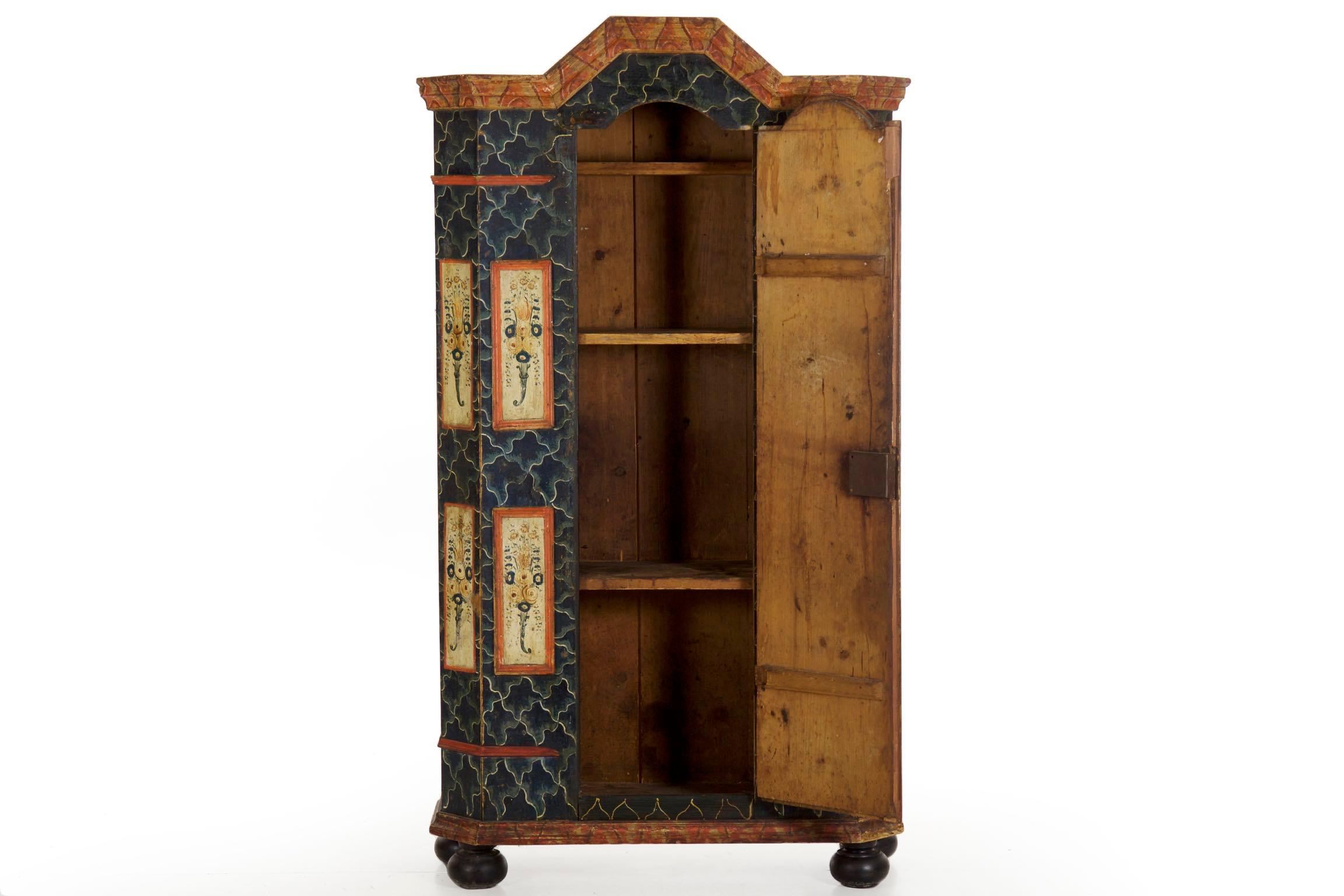 European 19th Century Antique Painted Armoire Cabinet, circa Late 19th Century