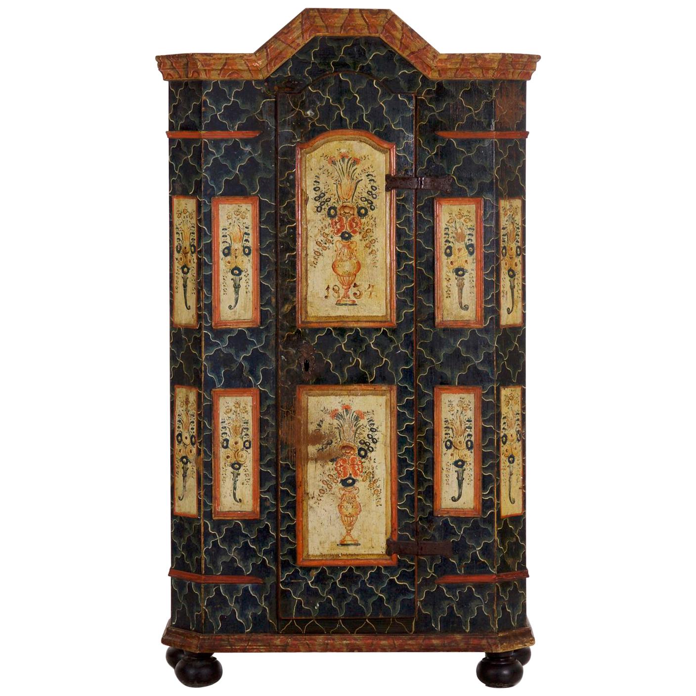 19th Century Antique Painted Armoire Cabinet, circa Late 19th Century