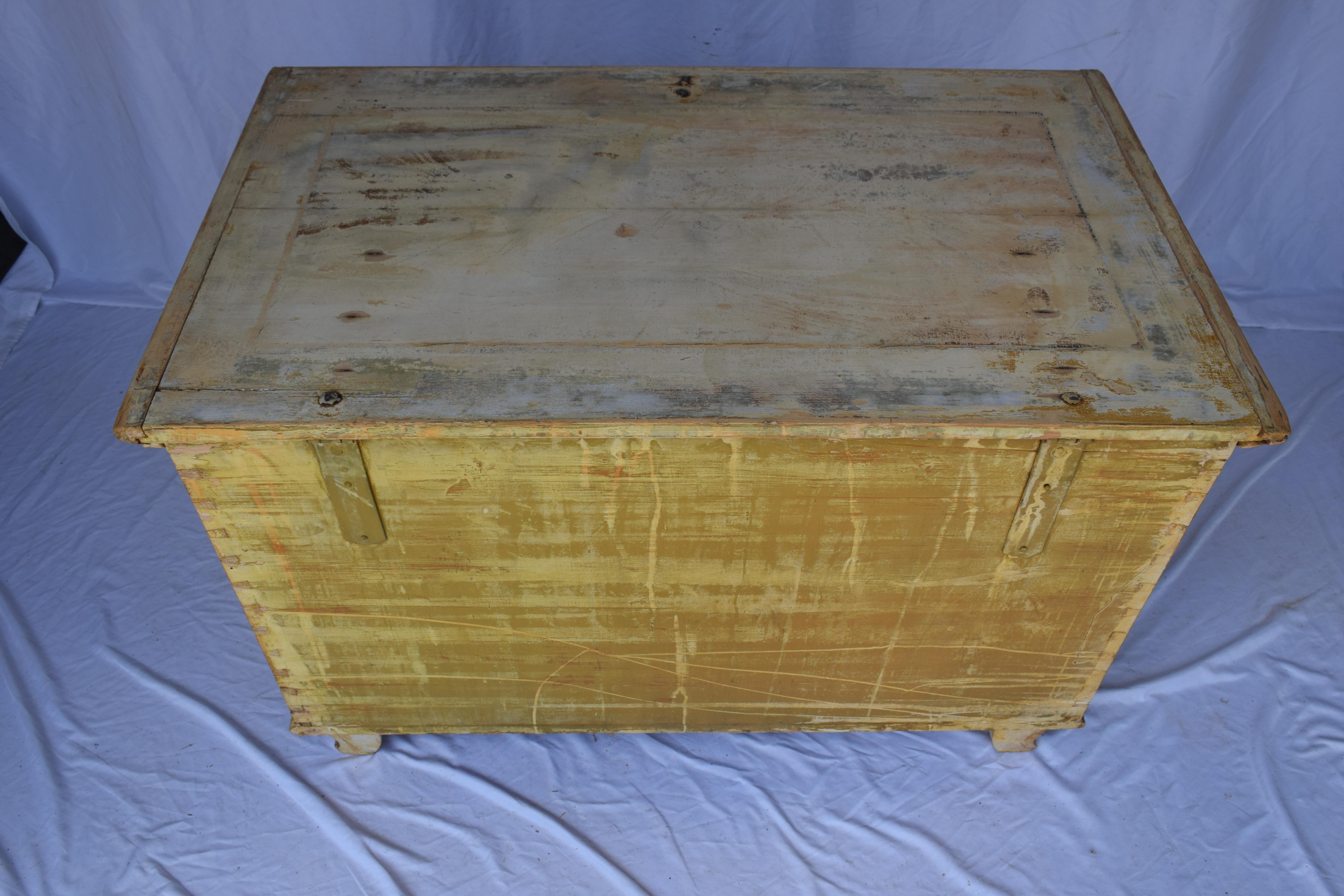 19th Century Antique Painted Flat Top Trunk For Sale 9