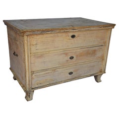 19th Century Antique Painted Flat Top Trunk