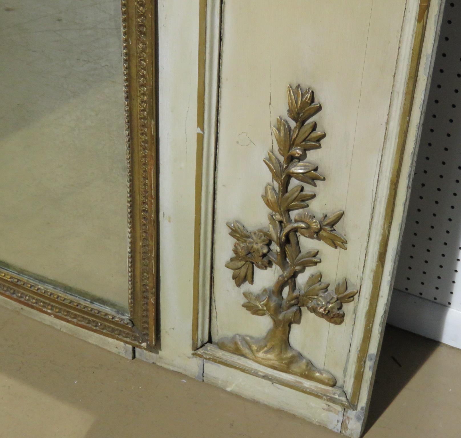 Regency Miroir Trumeau peint ancien de style Régence française du 19ème siècle en vente