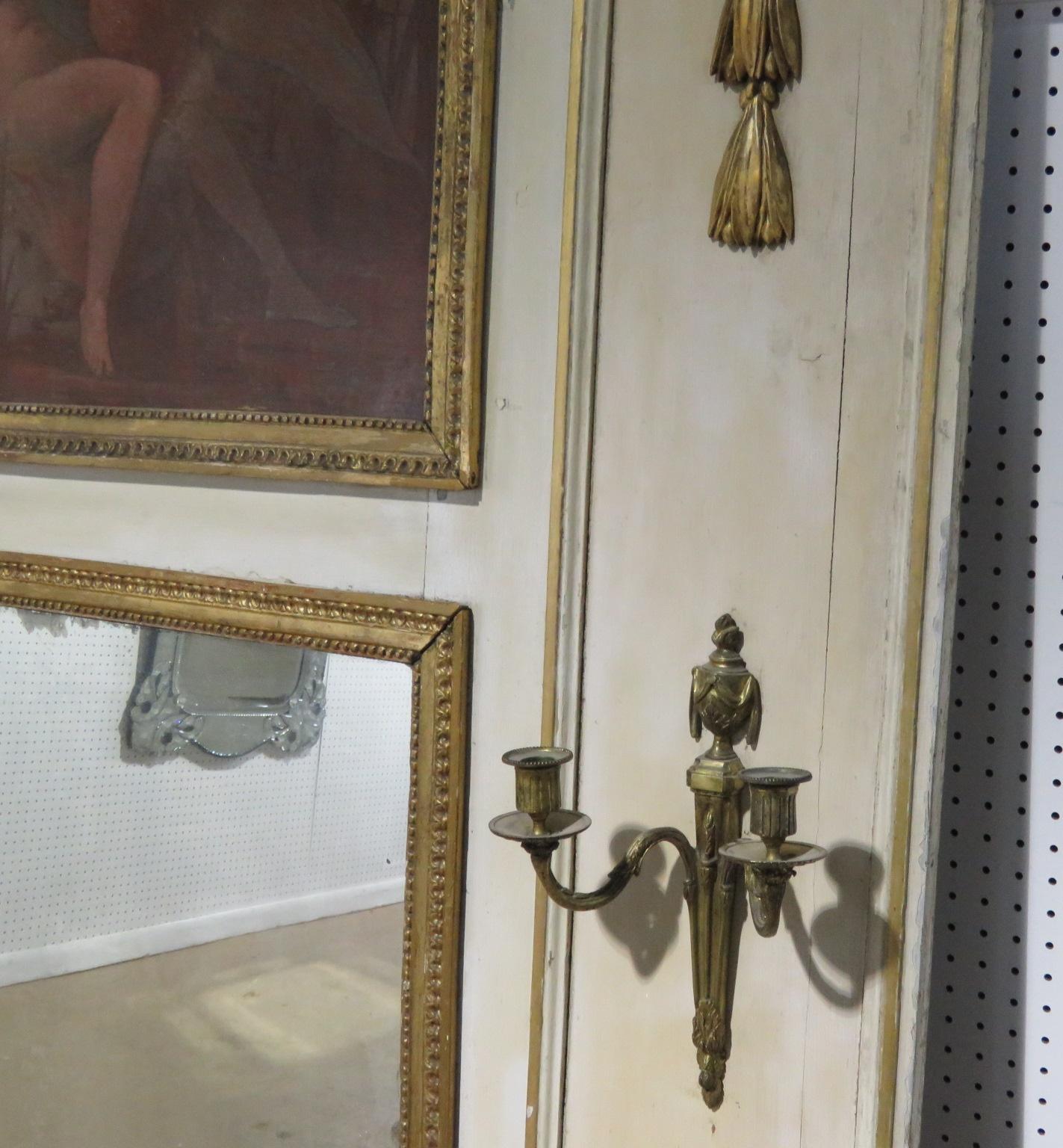 Miroir Trumeau peint ancien de style Régence française du 19ème siècle Bon état - En vente à Swedesboro, NJ