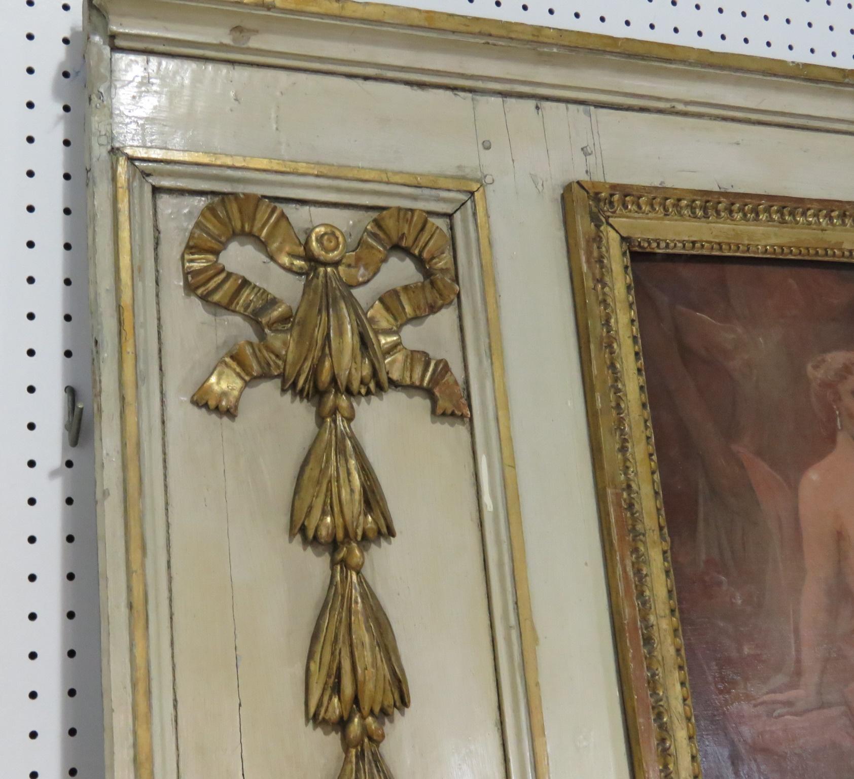 Miroir Trumeau peint ancien de style Régence française du 19ème siècle en vente 2